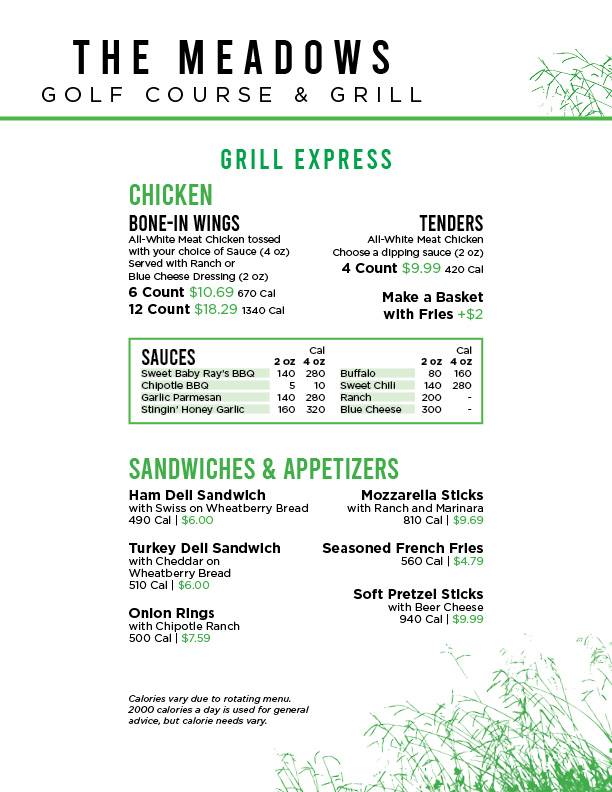 Grill Express Menu